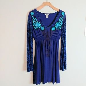 Blue Bohemian Knee Length Dress SZ L
